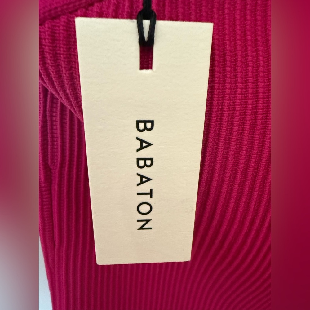 Aritzia Babaton Sculpt Knit Cross Dress Granita Pink Rose Granite Sz M - Picture 4 of 6